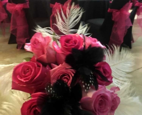 pink and black bouquet