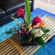 tropical arrangement on bamboo tray