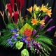 tropical arrangement with roses